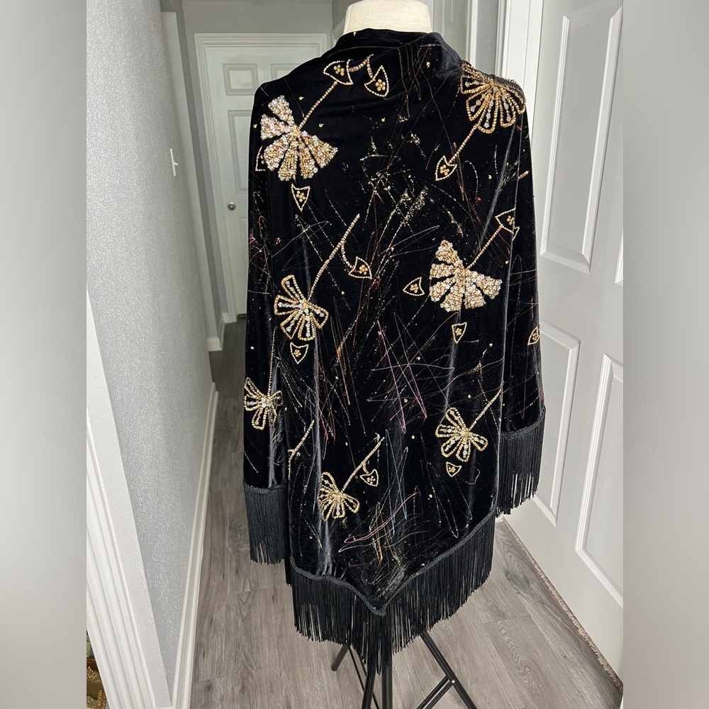 Jane Elissa Vintage piano scarf Embroidered Appliqué shawl wrap Custom